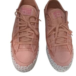 Converse Pink Sneakers with Speckled Sole and Canvas Upper